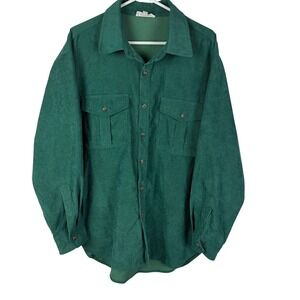 &merci Mens Emerald Green Corduroy Button Down Utility Shirt Large MTP8875